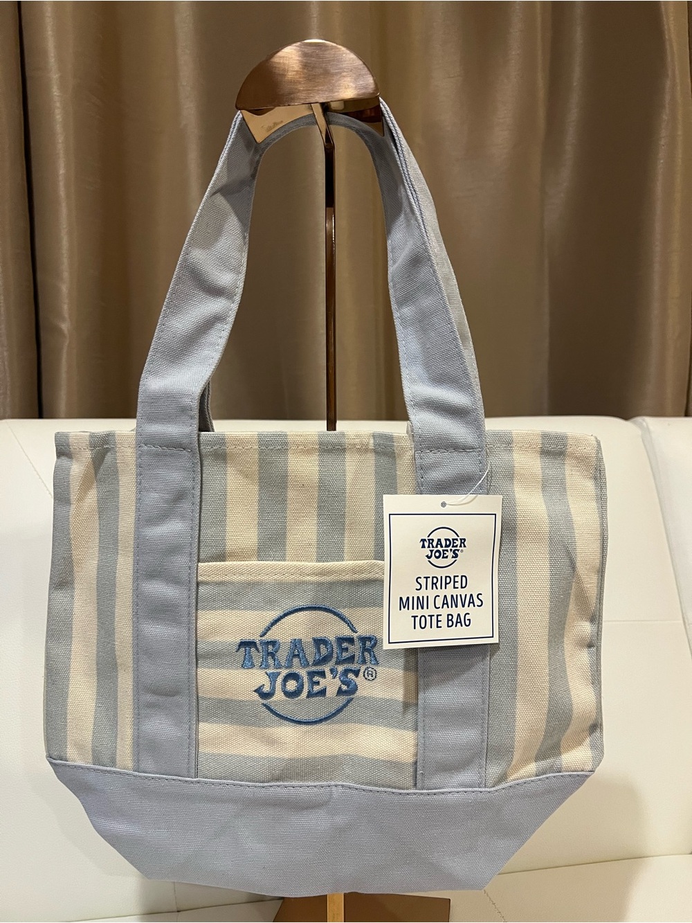 Trader Joe's Mini Pastel Striped Canvas Tote Bag